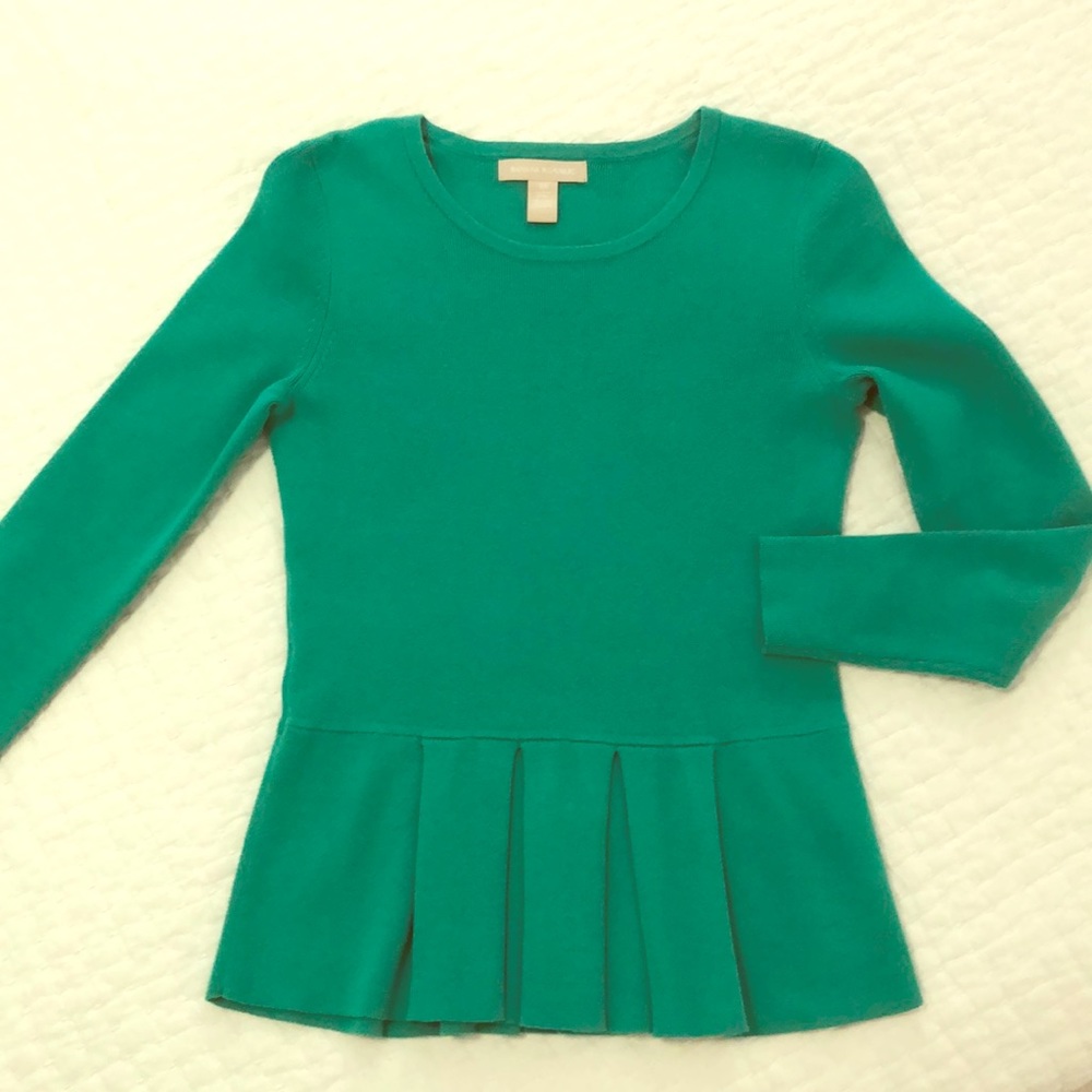 Banana Republic XS Peplum Sweater Kelly Green